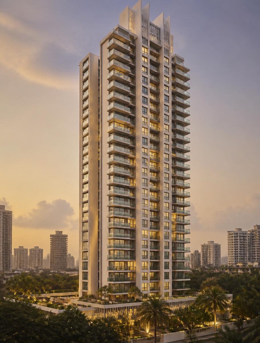 Newly redeveloped modern residential tower in Mumbai after redevelopment