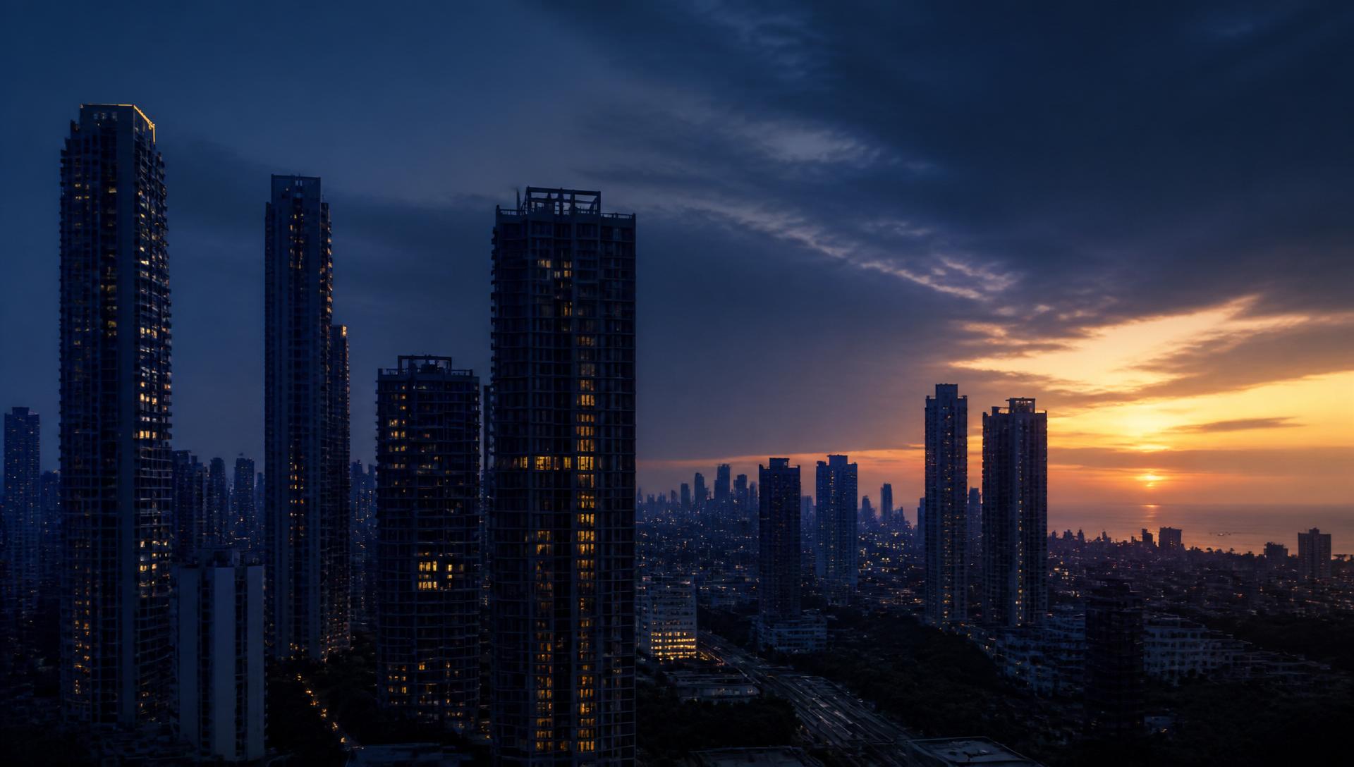 Mumbai residential skyline at dusk